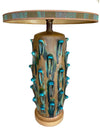 Mid Century Rare Monumental Brutalist Turquoise Lg Table Lamp