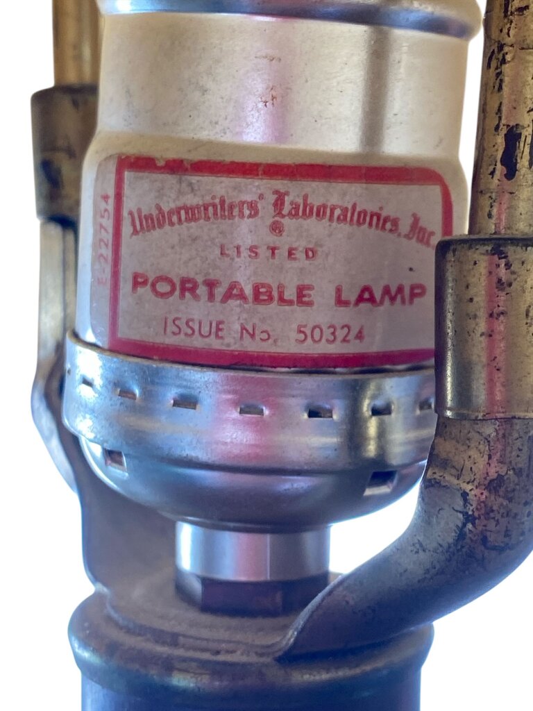 Mid Century Rare Monumental Brutalist Turquoise Lg Table Lamp