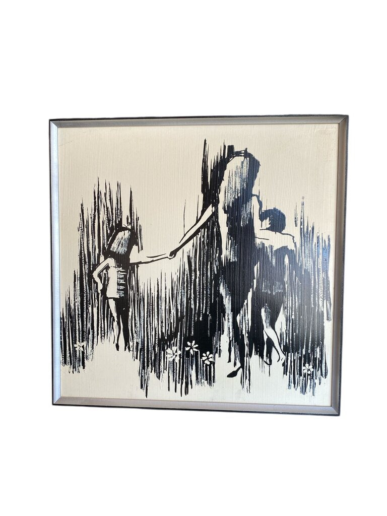 Mid Century Black and White Abstract Wall art