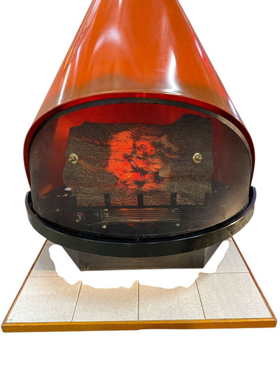 Mid Century Rare Beauty 1970's Electric Orange Indoor Fireplace