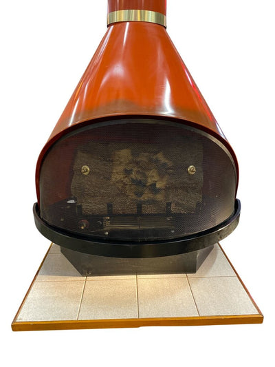 Mid Century Rare Beauty 1970's Electric Orange Indoor Fireplace