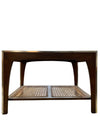 Lane Mid Century Smoked Glass and Cane End Table
