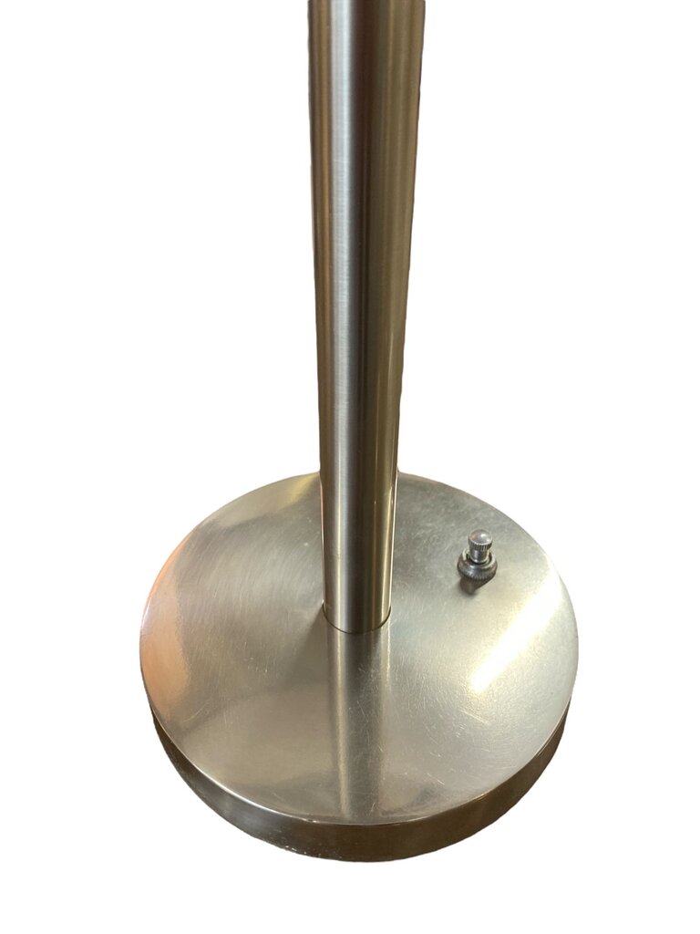 Mid Century Nessen Brushed Chrome Table/Desk Lamp. (Fully restored shade in white linen)