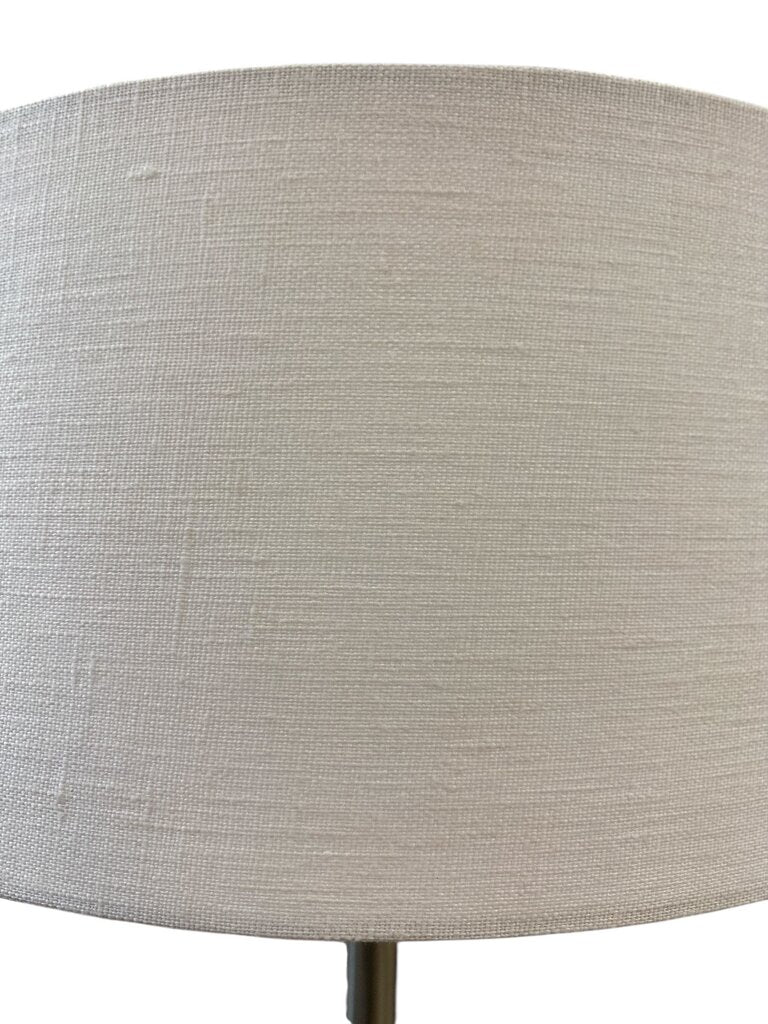 Mid Century Nessen Brushed Chrome Table/Desk Lamp. (Fully restored shade in white linen)