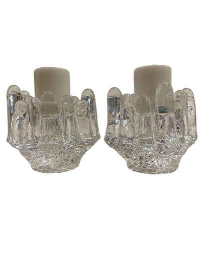 Kosta Boda Sweden Crystal Votive or Taper Candlesticks (the pair)