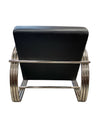 Theodore Alexander Chrome and Black Leather “The Hudson Street” Lounge Chair