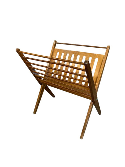 Mid Century Wood Folding Magazine Rack by Nasco Yugoslavia