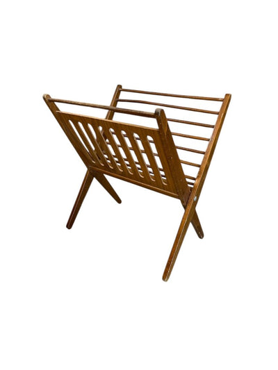 Mid Century Wood Folding Magazine Rack by Nasco Yugoslavia