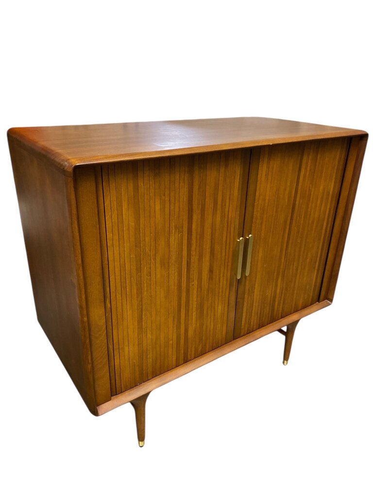 Danish Moderne Style Tambour Dood Cabinet