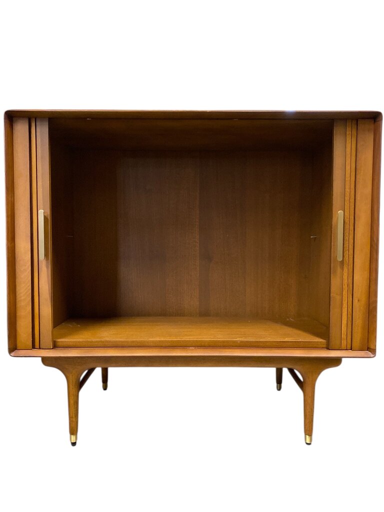 Danish Moderne Style Tambour Dood Cabinet