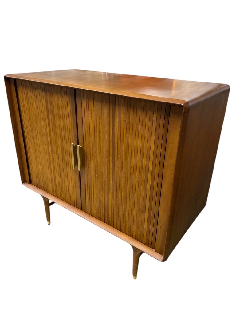 Danish Moderne Style Tambour Dood Cabinet