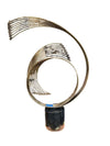 Curtis Jere 1990 Brass Brutalist Sculpture with Custom Lighted Pedestal