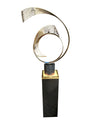 Curtis Jere 1990 Brass Brutalist Sculpture with Custom Lighted Pedestal