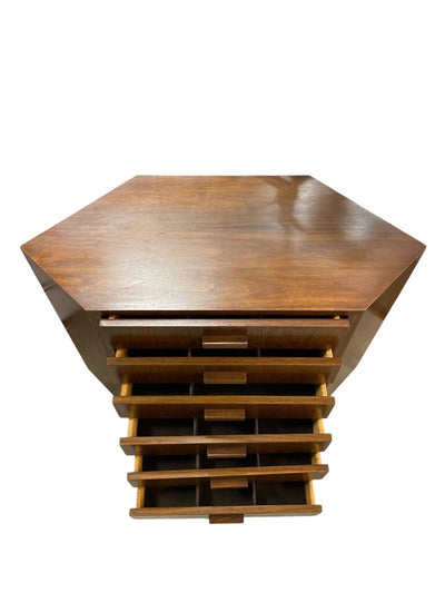 Mid Century Walnut Unique Corner Chest of Drawers - GREAT CORNER PIECE FOR CONDO OR APT