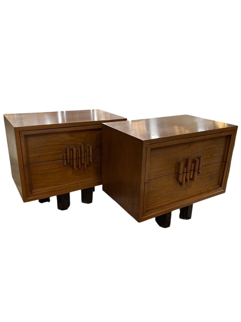 Brutalist Pair of Nightstands with Floating Base - FABULOUS!!!! (Set of 2)