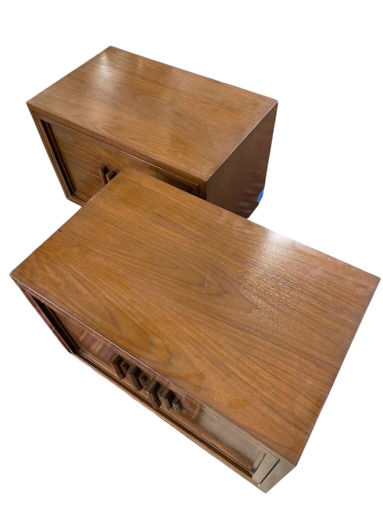 Brutalist Pair of Nightstands with Floating Base - FABULOUS!!!! (Set of 2)