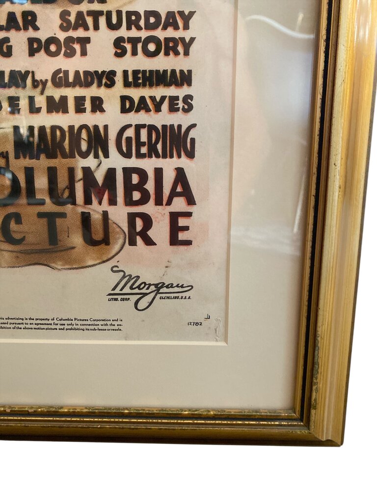 Vintage 1937 (She Married an Artist) American Romantic Comedy Film Gilded Gold Famed Movie Poster