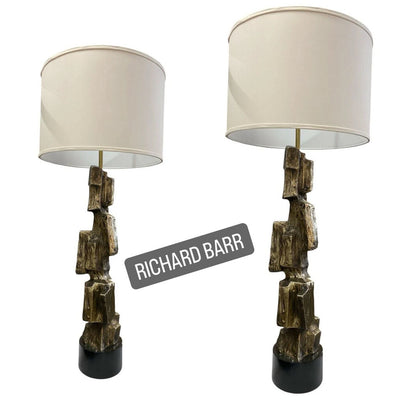 Richard Barr Monumental Pair of Brutalist Lamps (Set of 2)