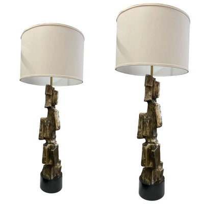 Richard Barr Monumental Pair of Brutalist Lamps (Set of 2)