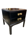 Dramatic Hollywood Regency Ebonized Pair of Nightstands with Stylish Pulls (Set of 2)