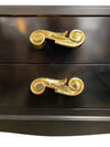 Dramatic Hollywood Regency Ebonized Pair of Nightstands with Stylish Pulls (Set of 2)