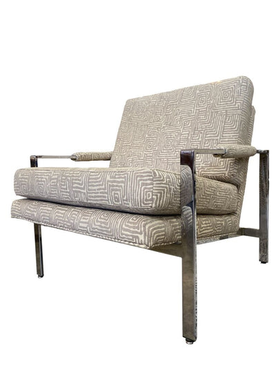 Milo Baughman Flat Bar Mid Century Pair of Chrome Chairs (Set of 2)