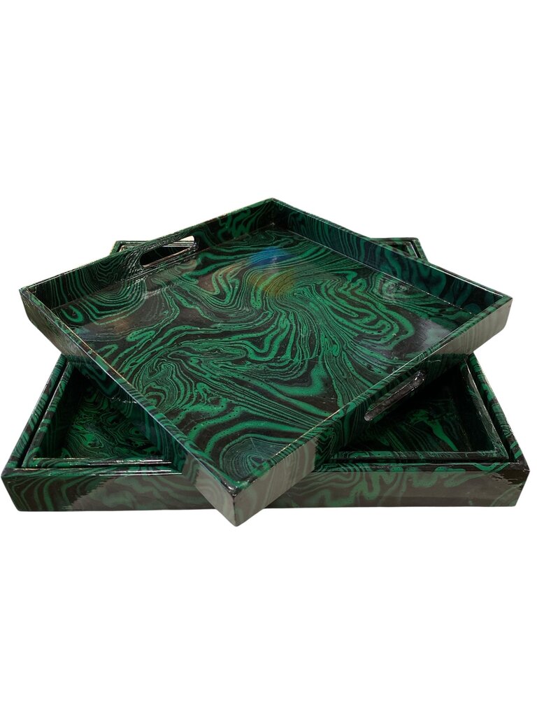Faux Malachite Nesting Trays (the set of 3)