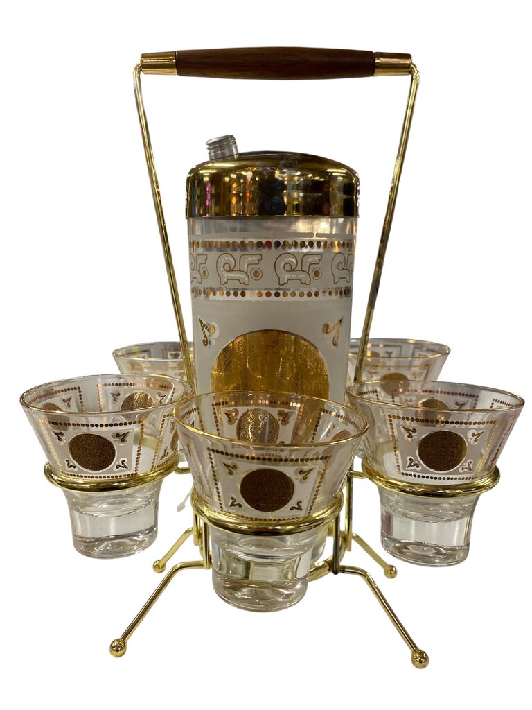 Vintage 1950's Space Age Tequila Margarita 8-Piece Drink Set with Carrying Caddy (Mexico) - AS IS