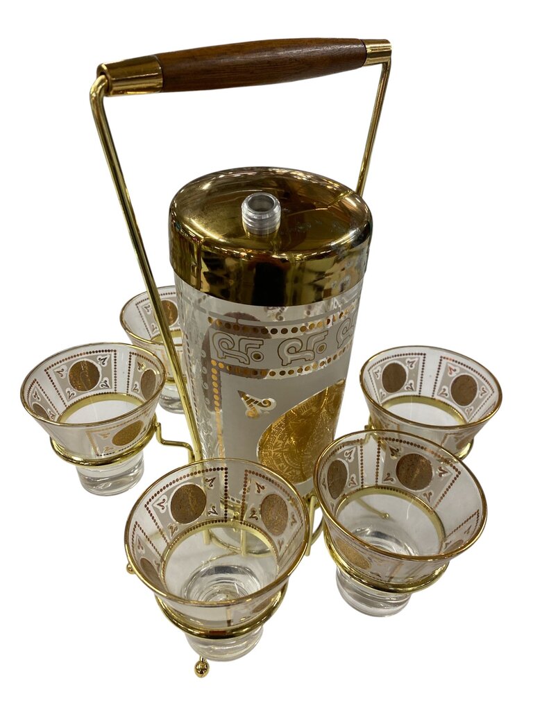 Vintage 1950's Space Age Tequila Margarita 8-Piece Drink Set with Carrying Caddy (Mexico) - AS IS