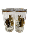 MCM 1950's Culver 22K Gold Highball Owl Glasses (Set of 4) - AS IS