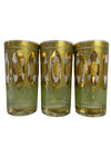MCM Culver Regency Gold and Green Highball Glasses (Set of 6)
