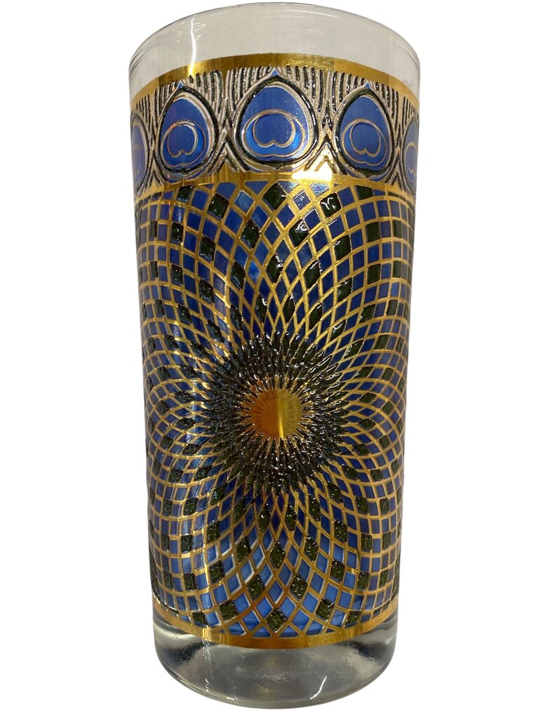 MCM Midnight Blue Rare Peacock Highball Glasses (Set of 6)