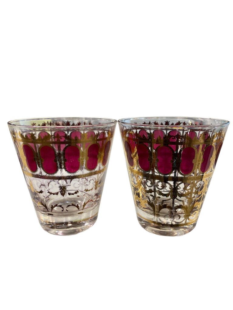 MCM Culver Cranberry Scroll Cocktail Glasses - AS IS (Set of 2)