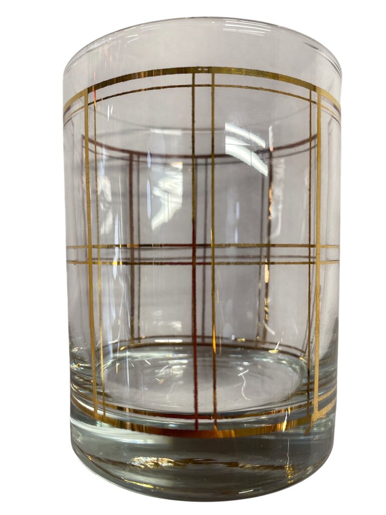 MCM Georges Briard Coco Plaid Double Old Fashion Rock Glasses