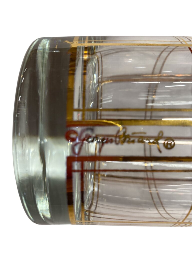 MCM Georges Briard Coco Plaid Double Old Fashion Rock Glasses