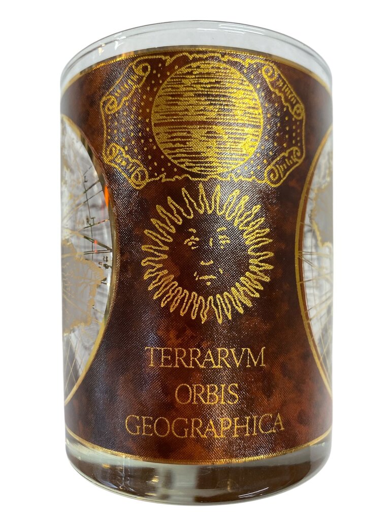 MCM Culver Set of 8 World Map Highballand Lowball Glasses