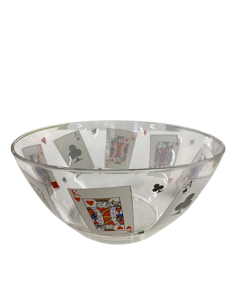 Man Cave Poker Playing Cards Chip Bowl and Beer. Whiskey and Shot Glass Set