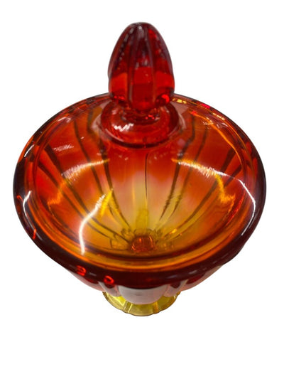 MCM Amberina Cadmium Glow Glass Jar with Lid