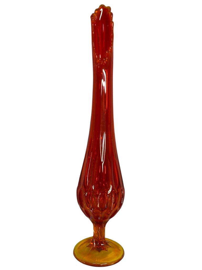 Fenton Art Glass Amberina Thumbprint 17" Swung Vase