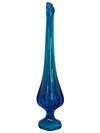 MCM L.E. Smith Blue Art Glass 17" Footed Swung Vase