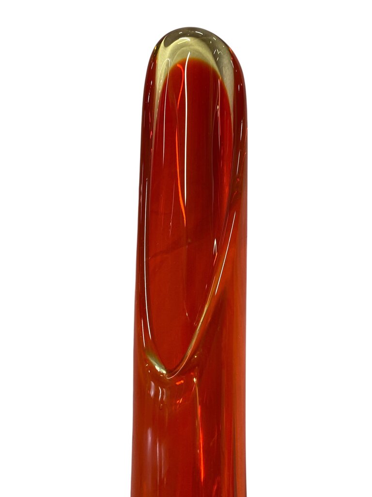 MCM L.E. Smith Amberina Orange Glass 16" Handkerchief Swung Vase