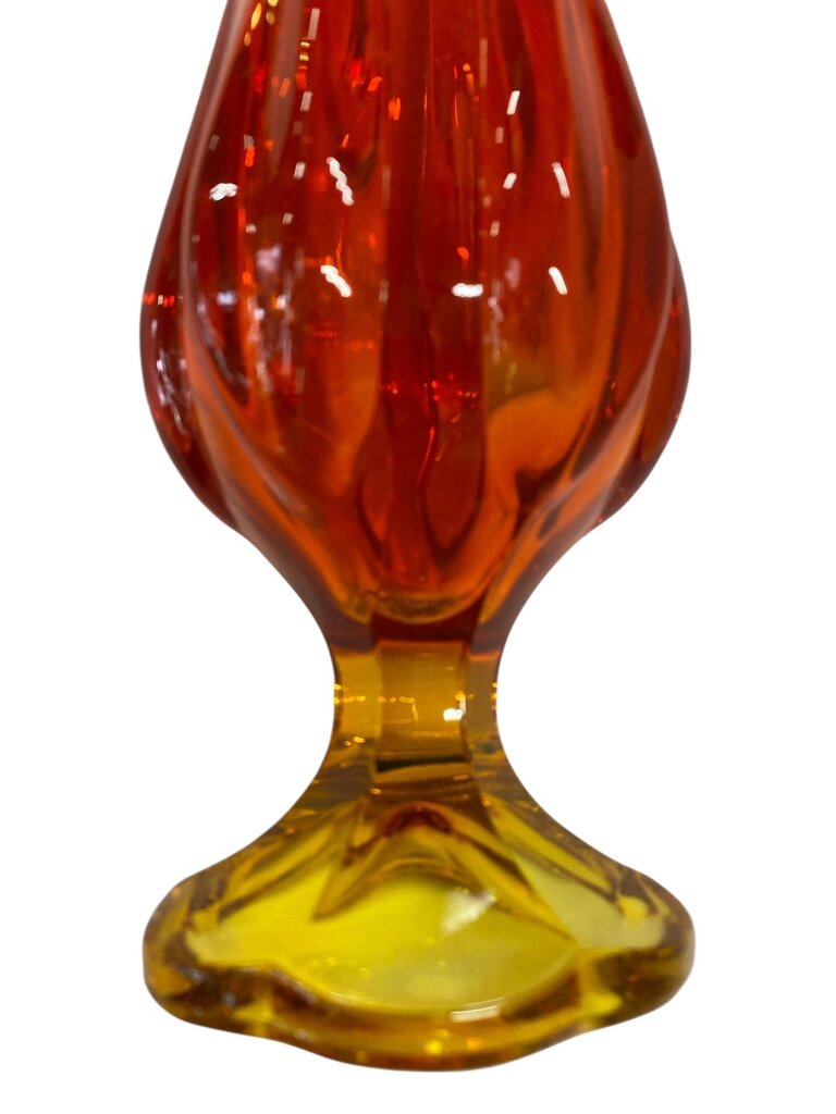 MCM L.E. Smith Amberina Orange Glass 16" Handkerchief Swung Vase