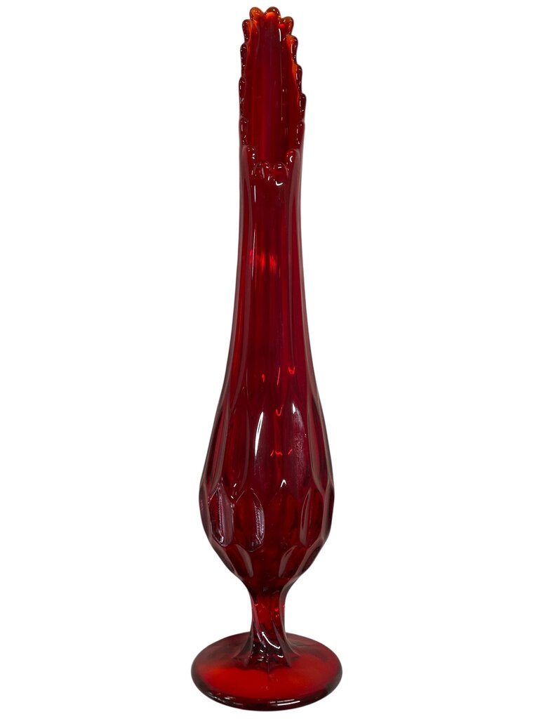 MCM Viking Red Art Glass 16" Swung Vase