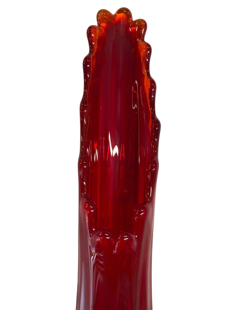 MCM Viking Red Art Glass 16" Swung Vase
