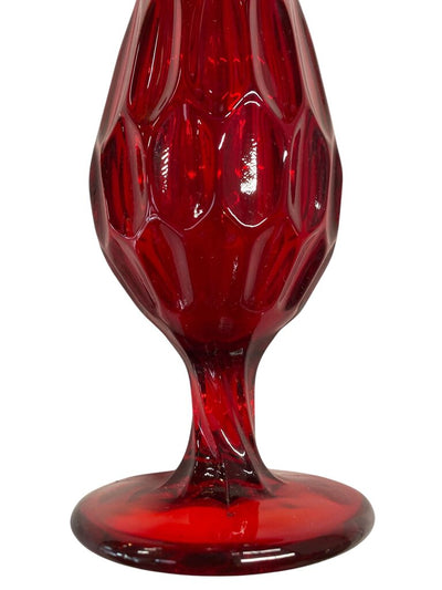 MCM Viking Red Art Glass 16" Swung Vase