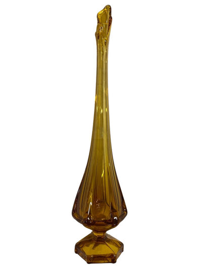 Viking Epic Column Ribbed Amber Stretch and Finger 15" Swung Vase