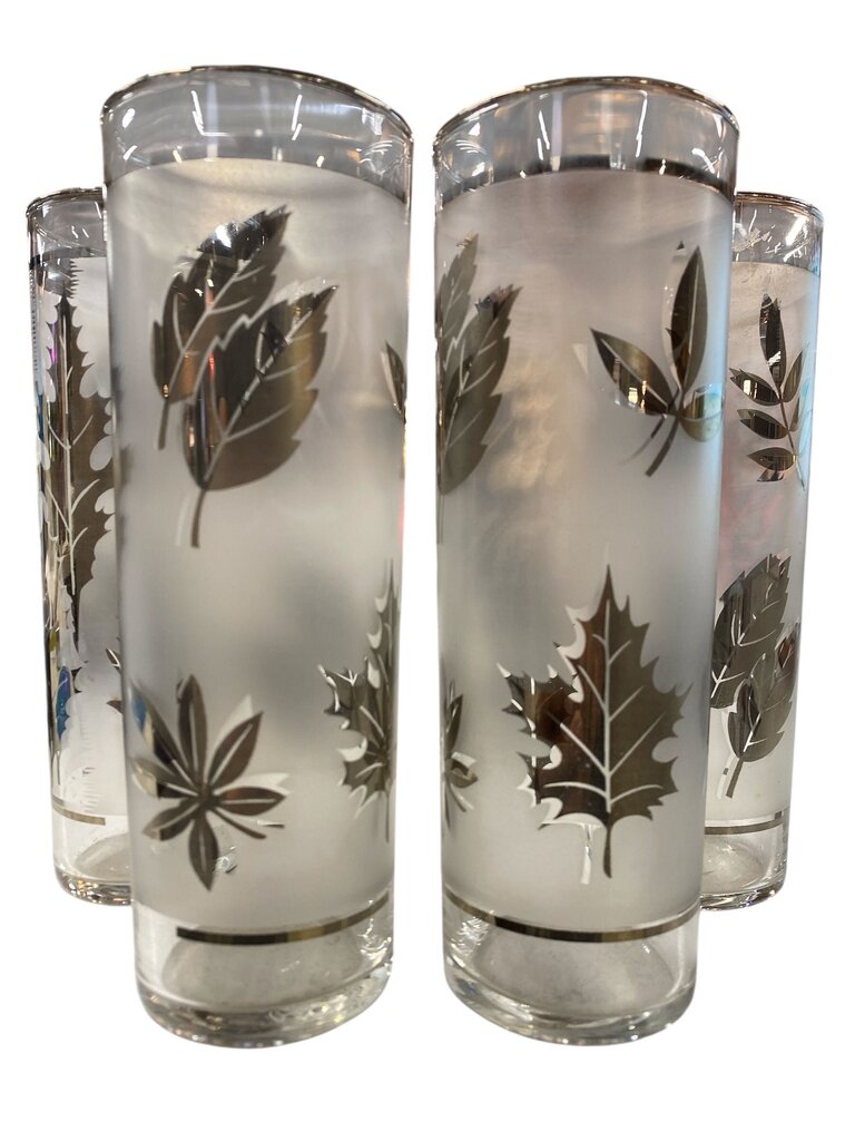 Vintage Libbey Silver Foliage Highball Glasses (Set of 4)