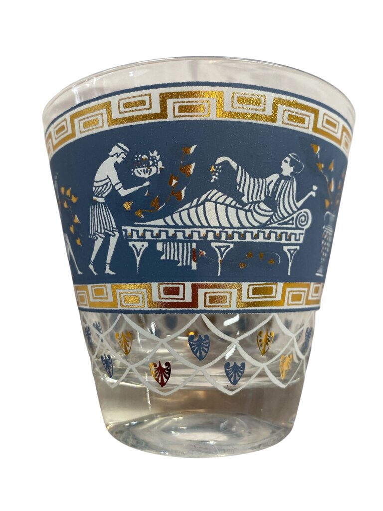 Vintage Cera Glass Etruscan Frieze Set of 4 Tumblers