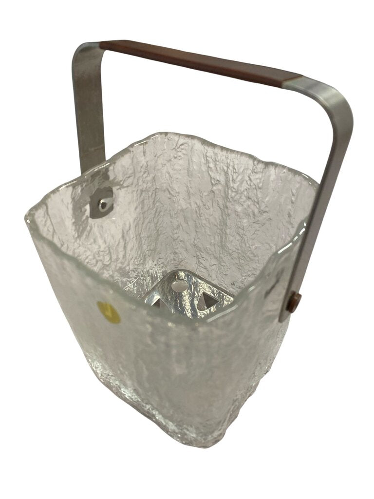 Set of 5 Vintage Hoya Japan Glacier Glass ice Bucket and Cocktail Glasses