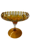MCM 1950's Amber Optic Glass Goblet Pedestal Vase